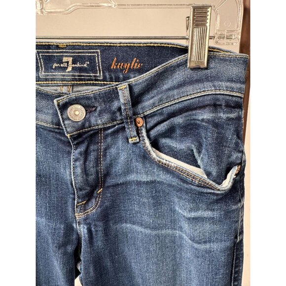 7 For All Mankind Kaylie Jeans Flared Leg Mid-Rise Denim Blue Womens Size 27 - Picture 13 of 16